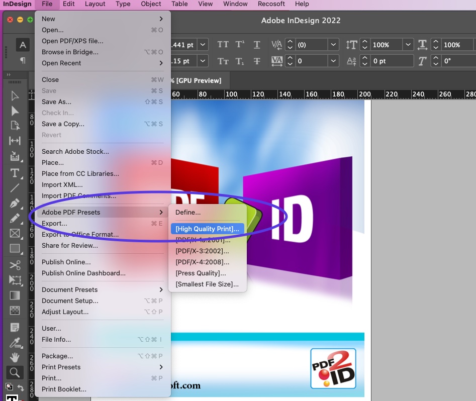 Exporting InDesign to PDF