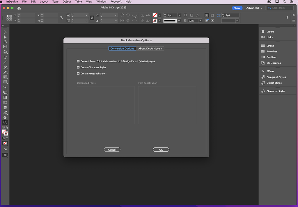 Importing PowerPoint to InDesign using the DecksMoveIn plug-in for Adobe InDesign