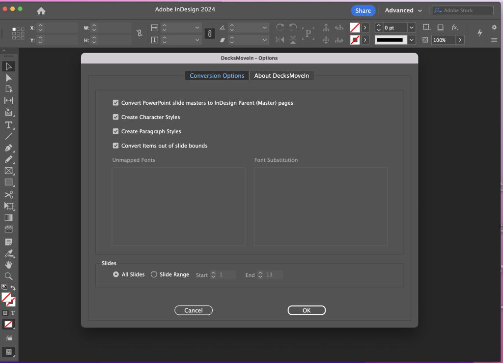 Automatically create Master Pages in InDesign from Keynote data