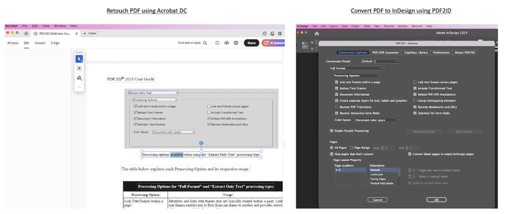 Editing PDF in Acrobat DC and InDesign