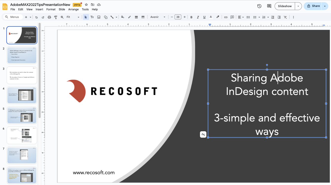 1-click InDesign to Google Slides