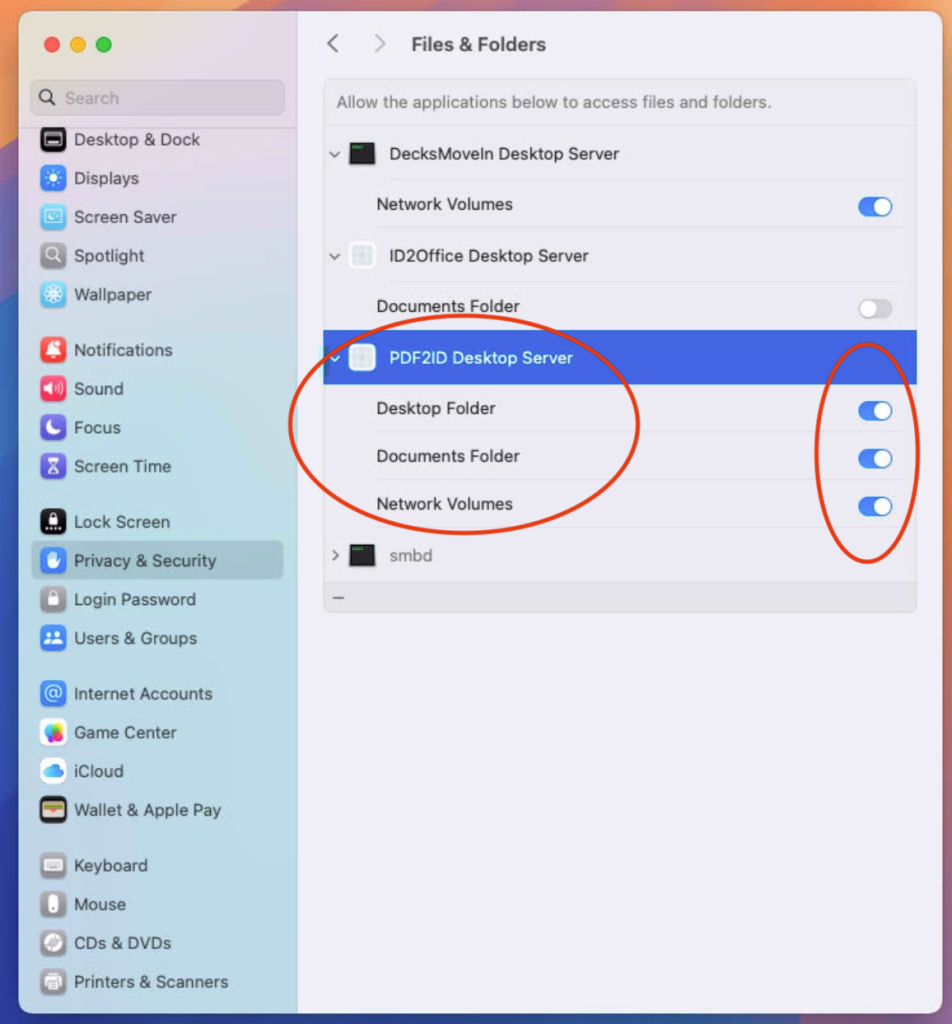 Turn on File Folder access