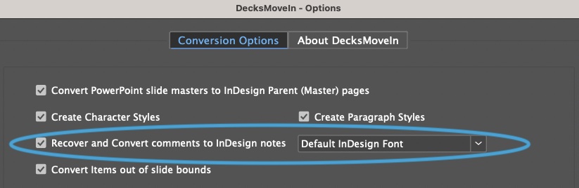 PowerPoint comments in InDesign