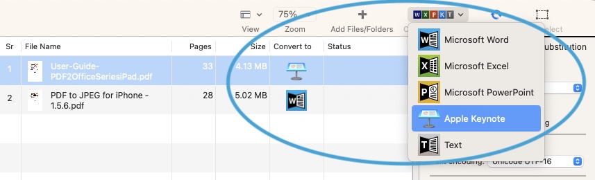 PDF to Apple Keynote conversion